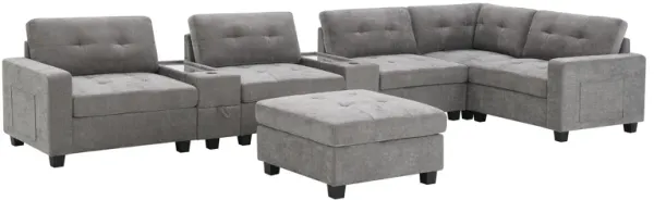 Merax Chenille U Shaped Sectional Sofa Couch Set
