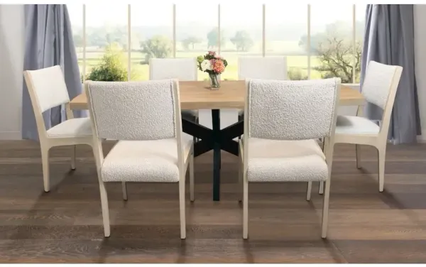 Logan 82 Dining Table, with 6 Ash Ivory Boucle Dining Chairs