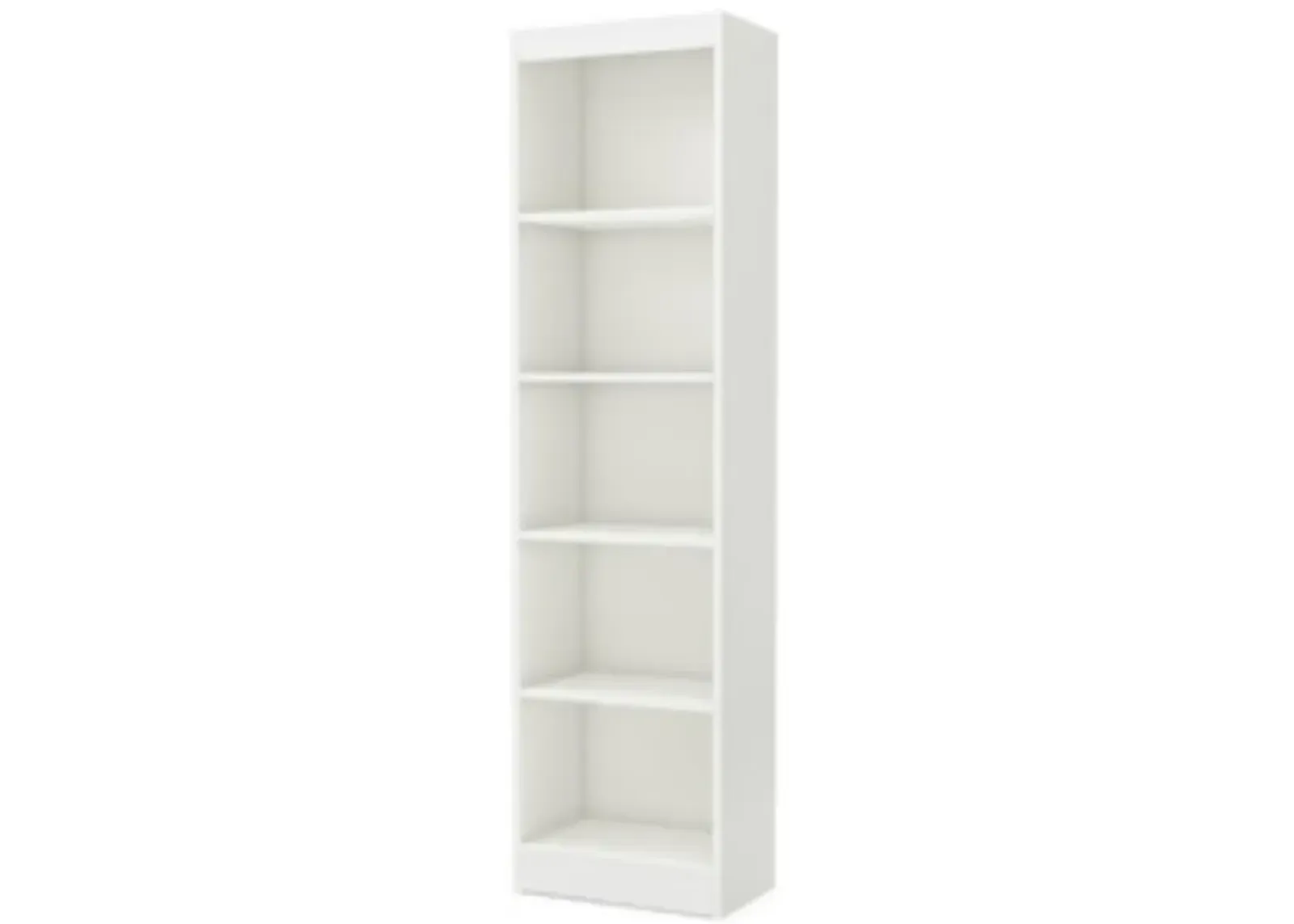 Hivvago 5 Shelf Narrow Bookcase Storage Shelves in White Wood Finish