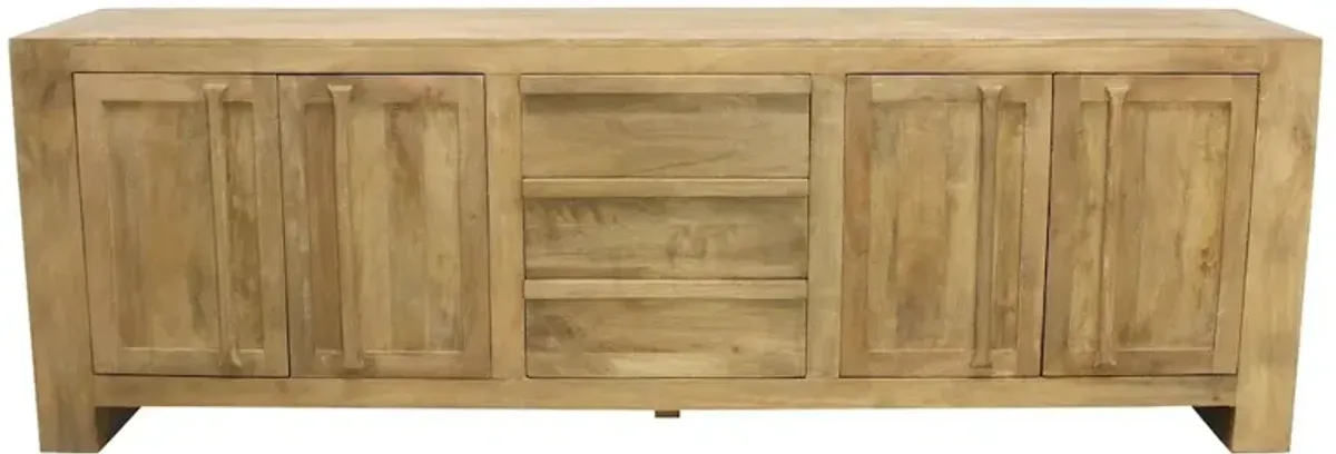 Mid-Century Jaden Sideboard 3 Drawers, 4 Doors in Distressed Natural
