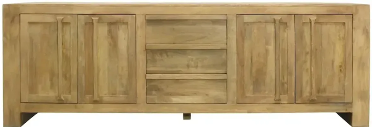 Mid-Century Jaden Sideboard 3 Drawers, 4 Doors in Distressed Natural