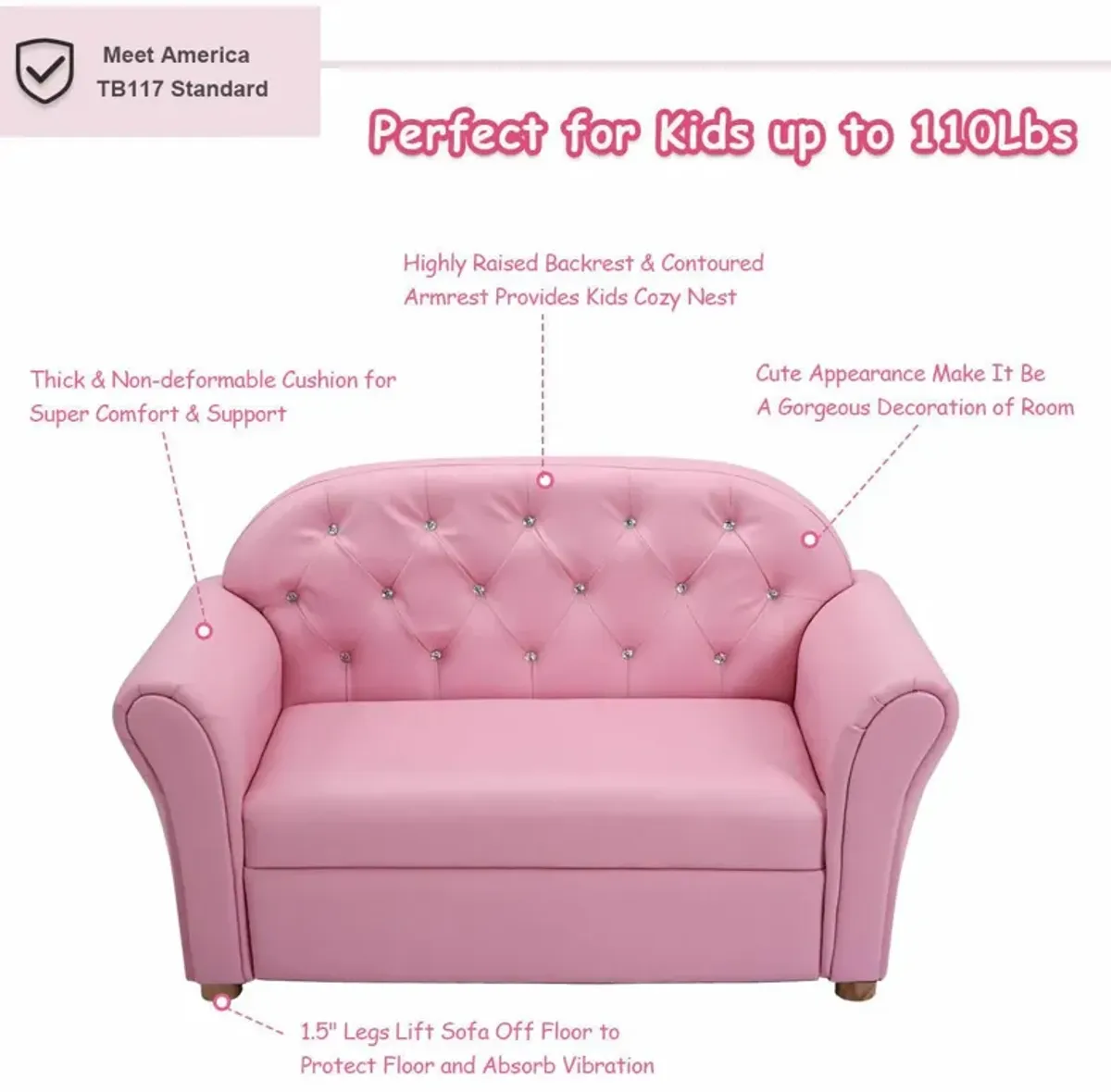 Kids Princess Armrest Chair Lounge Couch