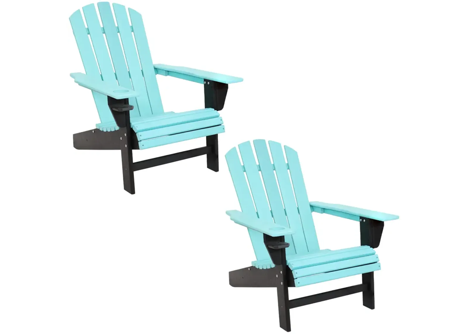 Sunnydaze Set of 2 Adirondack Chairs with Drink Holder