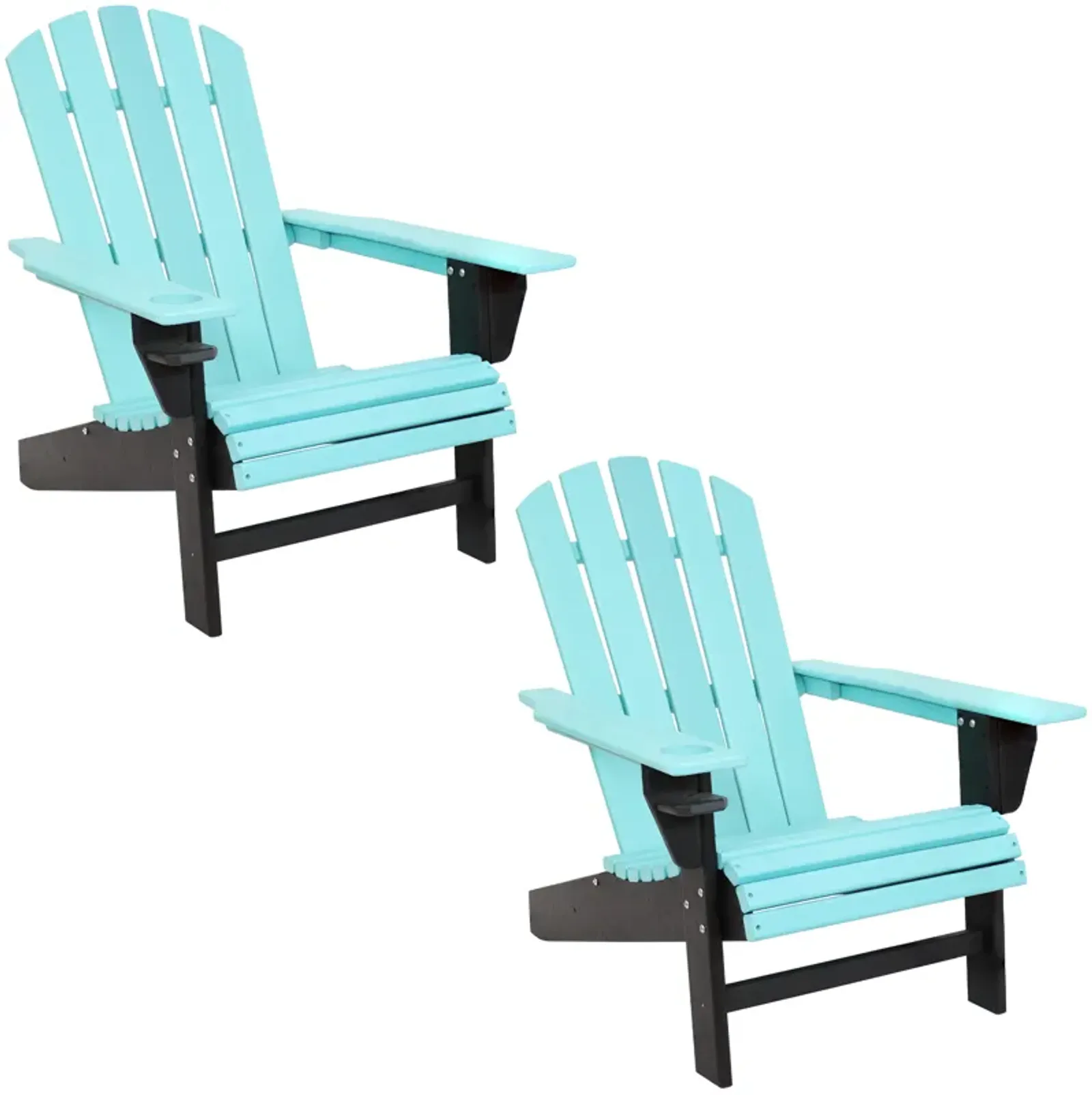 Sunnydaze Set of 2 Adirondack Chairs with Drink Holder