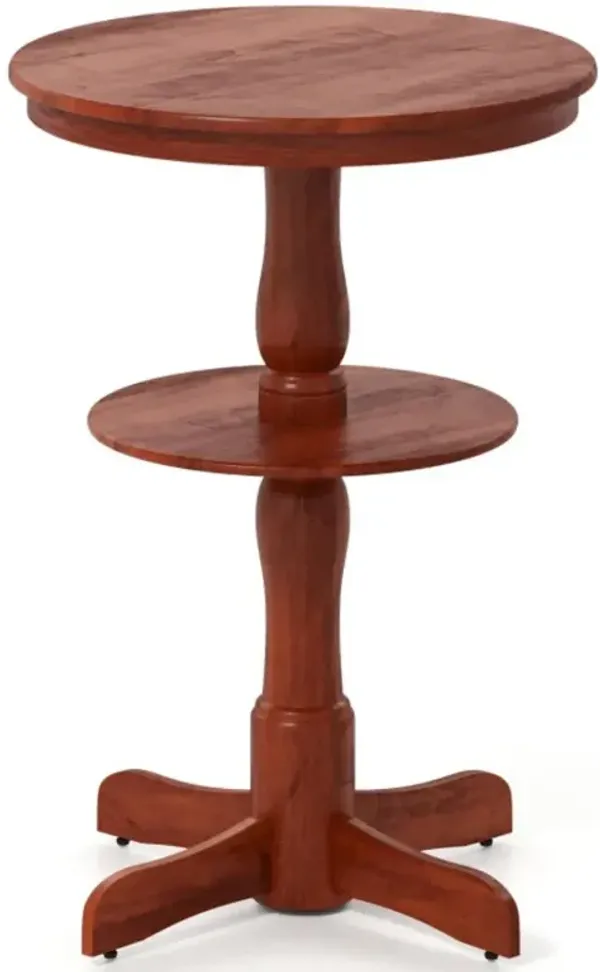 Hivvago 2-Tier Round High Top Bar Table with Storage Shelf and Pedestal Base