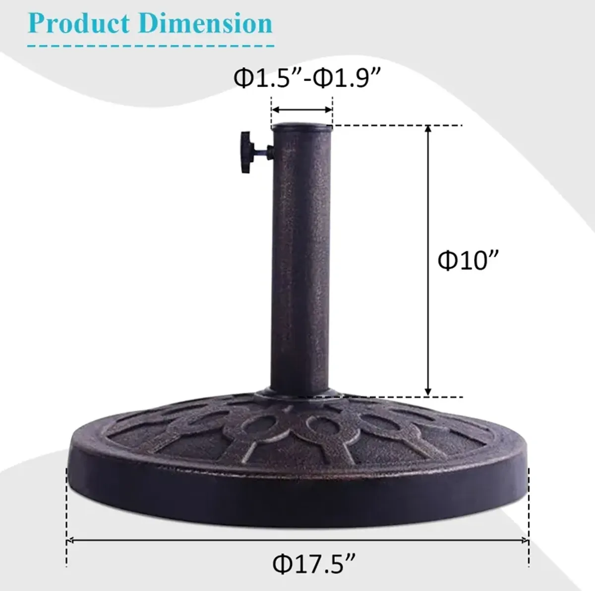 30lbs 18 Inches Heavy Duty Outdoor Patio Market Umbrella Base