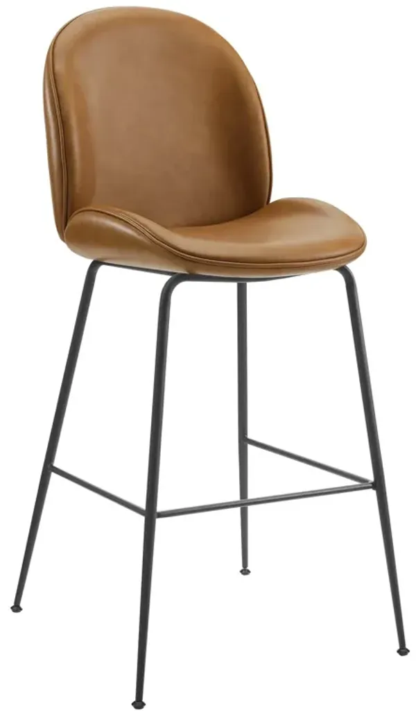 Scoop Black Powder Coated Steel Leg Vegan Leather Bar Stool