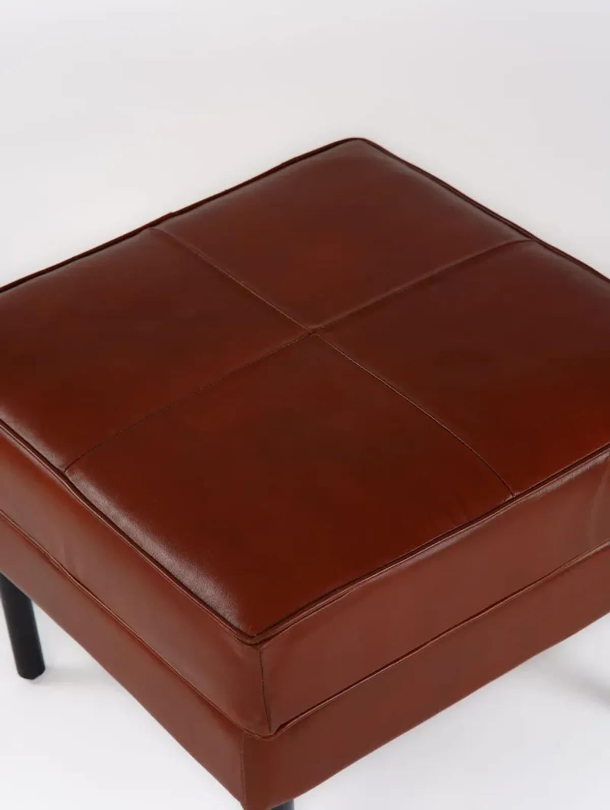 Handmade Eco-Friendly Geometric Buffalo Leather & Iron Black Square Ottomon Stool 24"x24"x18" From BBH Homes