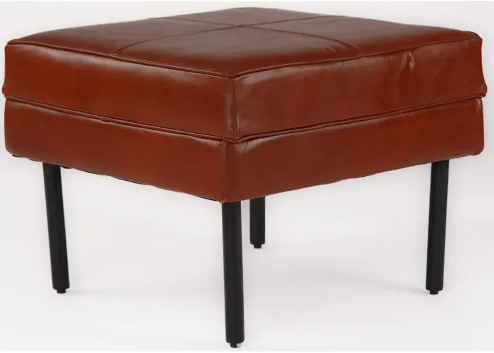 Handmade Eco-Friendly Geometric Buffalo Leather & Iron Black Square Ottomon Stool 24"x24"x18" From BBH Homes