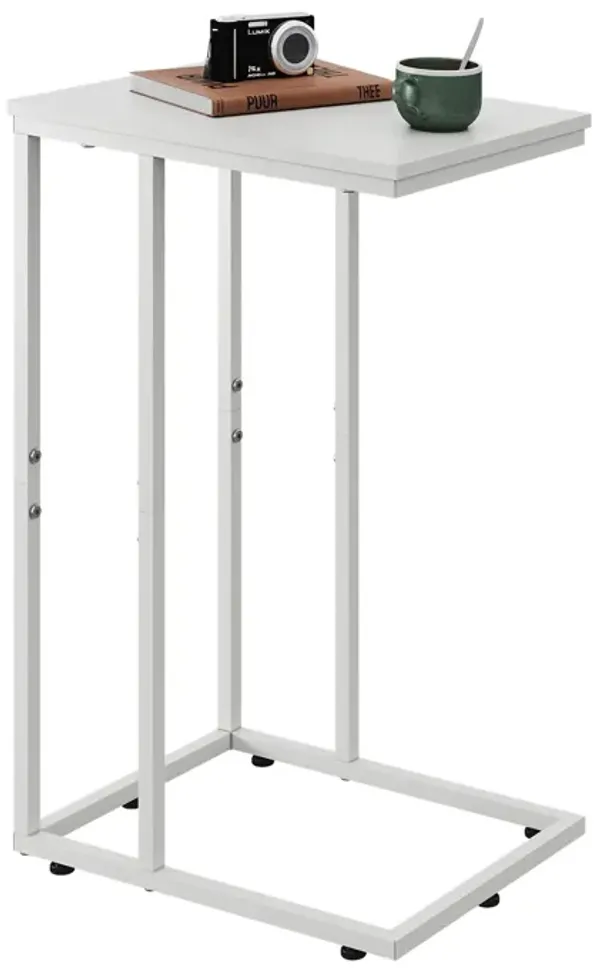 WLIVE Side Table, C Shaped End Table for Couch, Sofa and Bed, Large Desktop C Table for Living Room, Bedroom, Creamy White