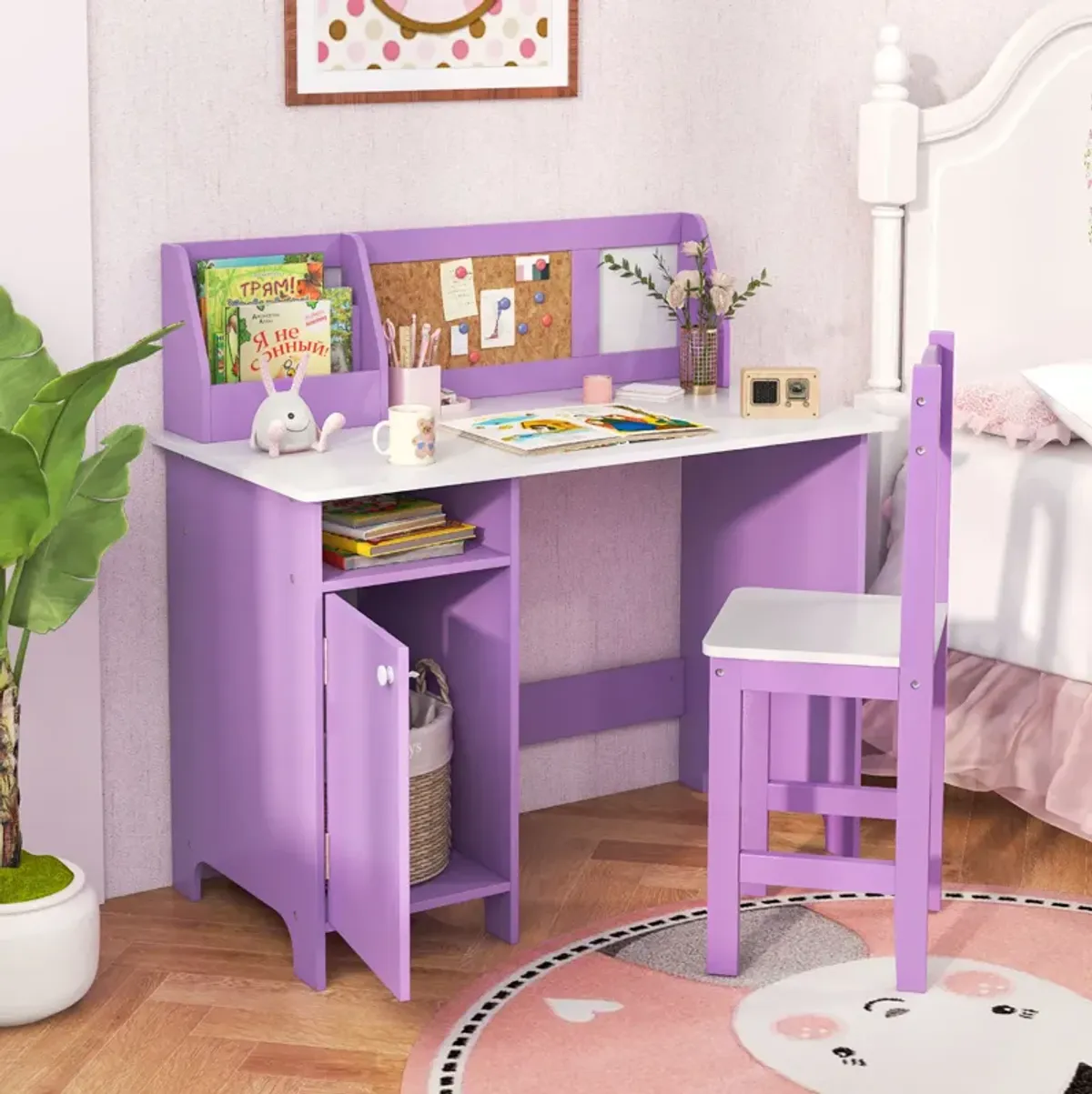 Kids Table and Chair Set for Arts  Crafts  Homework  Home School-Purple