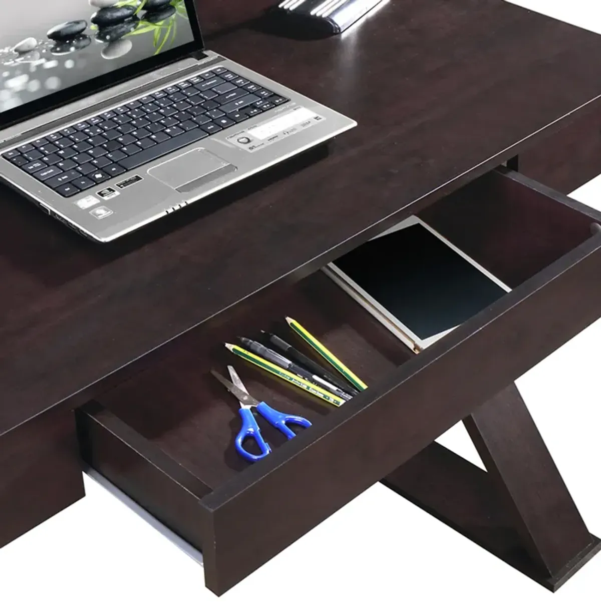 Trendy Writing Desk with Drawer, Espresso