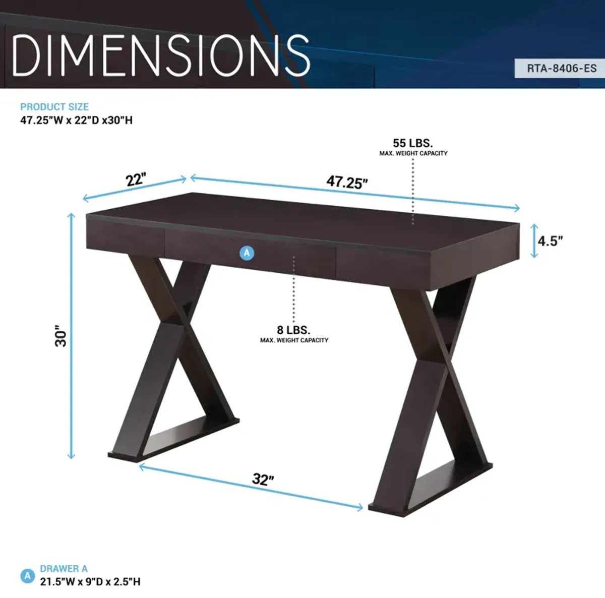 Trendy Writing Desk with Drawer, Espresso