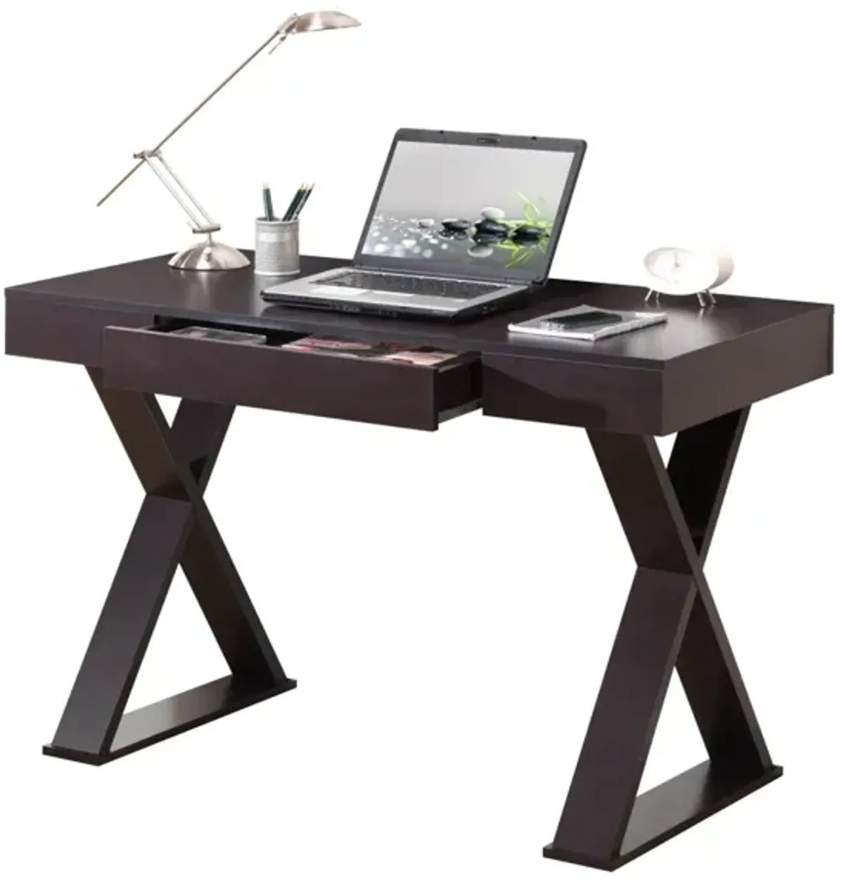 Trendy Writing Desk with Drawer, Espresso