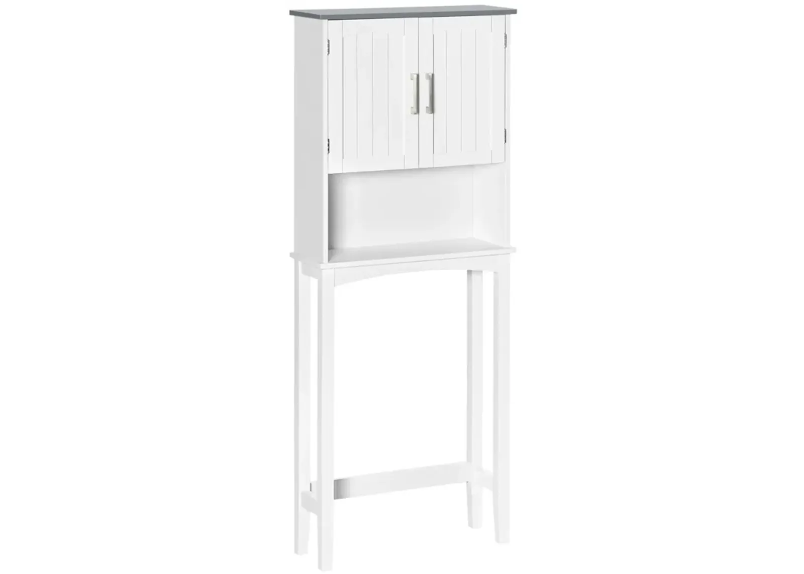 Modern Over The Toilet Storage Cabinet w/ Adjustable Shelf & Open Shelf Grey