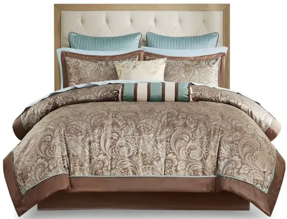 Gracie Mills Thornton Supreme Comfort: 12-Piece Comforter Ensemble with Cotton Bed Sheets