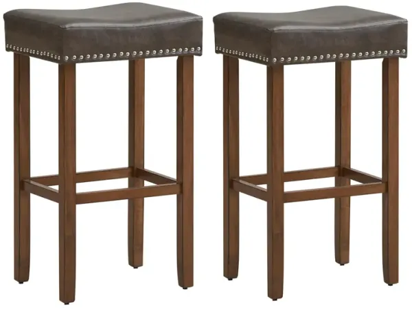 Upholstered Bar Stools Set of 2 with Footrests for Counter
