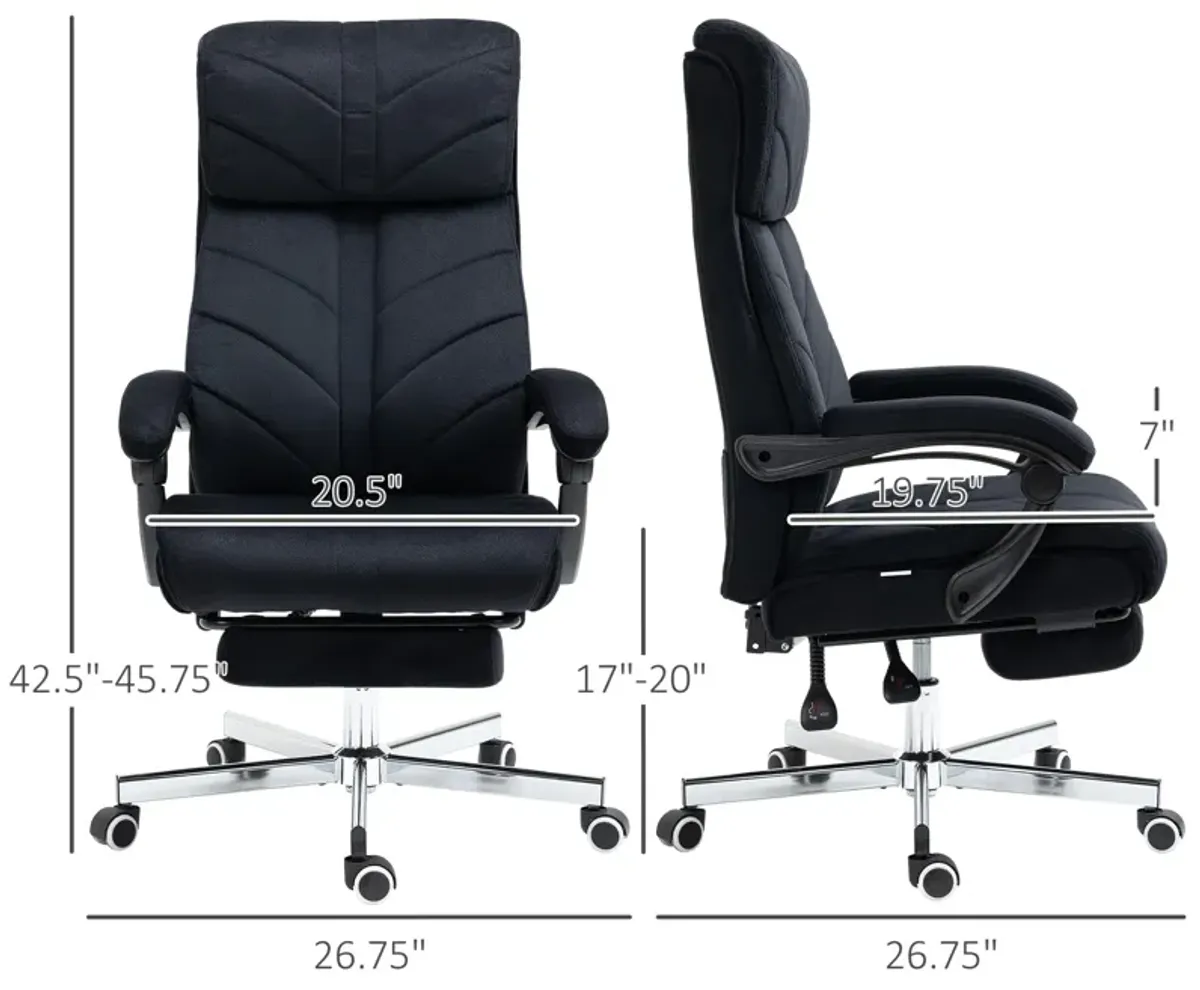 Black Home Office Chair: High-Back Reclining Desk Chair with Footrest