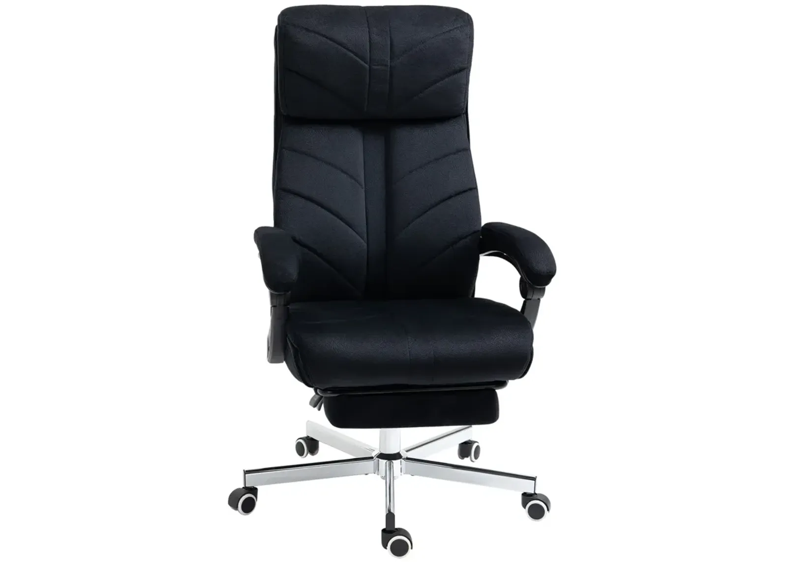 Black Home Office Chair: High-Back Reclining Desk Chair with Footrest