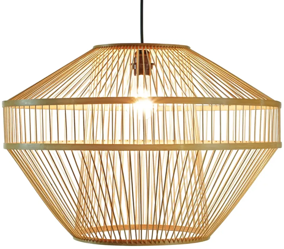 Modern Natural Bamboo Hanging Light Shade for Entryway and Living Room