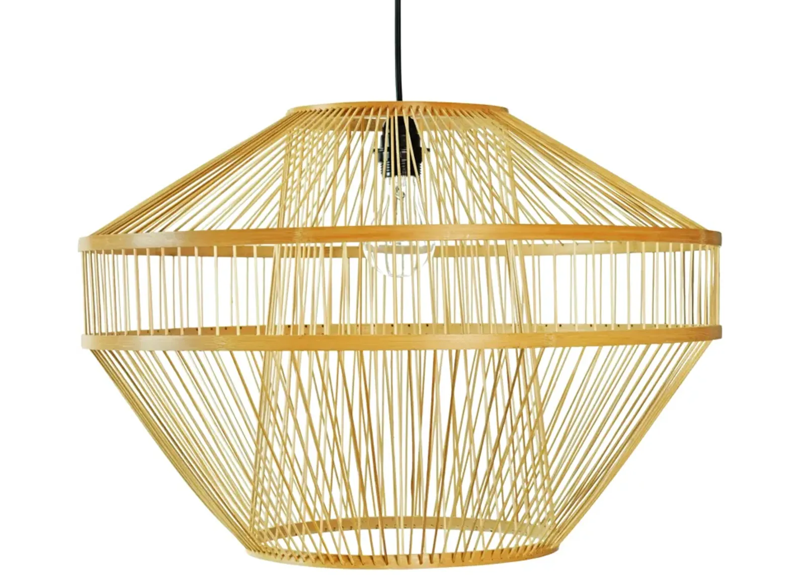 Modern Natural Bamboo Hanging Light Shade for Entryway and Living Room