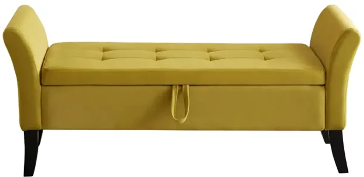 51.5" Bed Bench With Storage Green Velvet