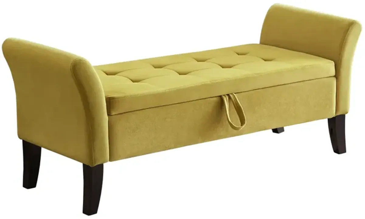 51.5" Bed Bench With Storage Green Velvet