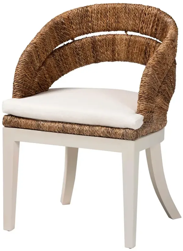 bali & pari Ubud Bohemian Natural Seagrass and Mahogany Wood Dining Chair