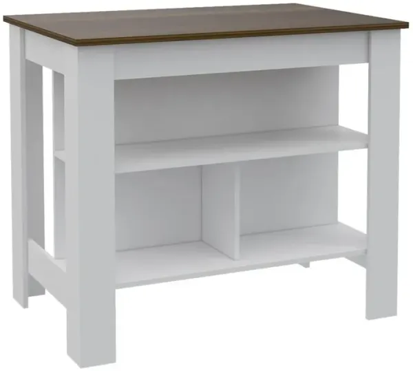 Delos Kitchen Island White - Walnut