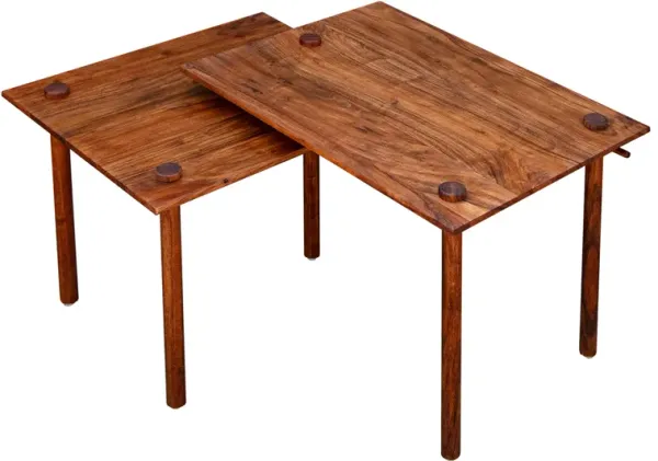 18 Inch Rectangular End Table with Pull Out Extension and Grain Details, Brown-Benzara