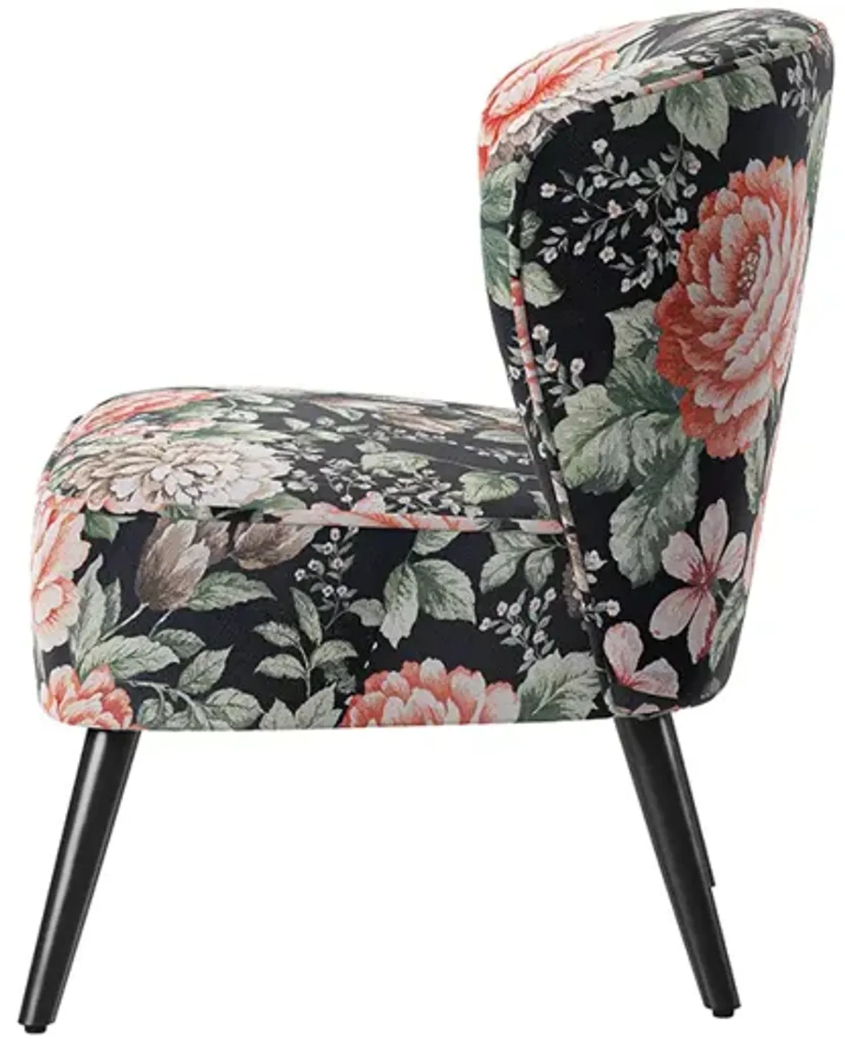 BELLEZE Floral Accent Chair, Modern Armless Printed Chair, Comfy Side Chair Upholstered Slipper Chair for Living Room, Bedroom, Reading Room - Capri (Red Floral)