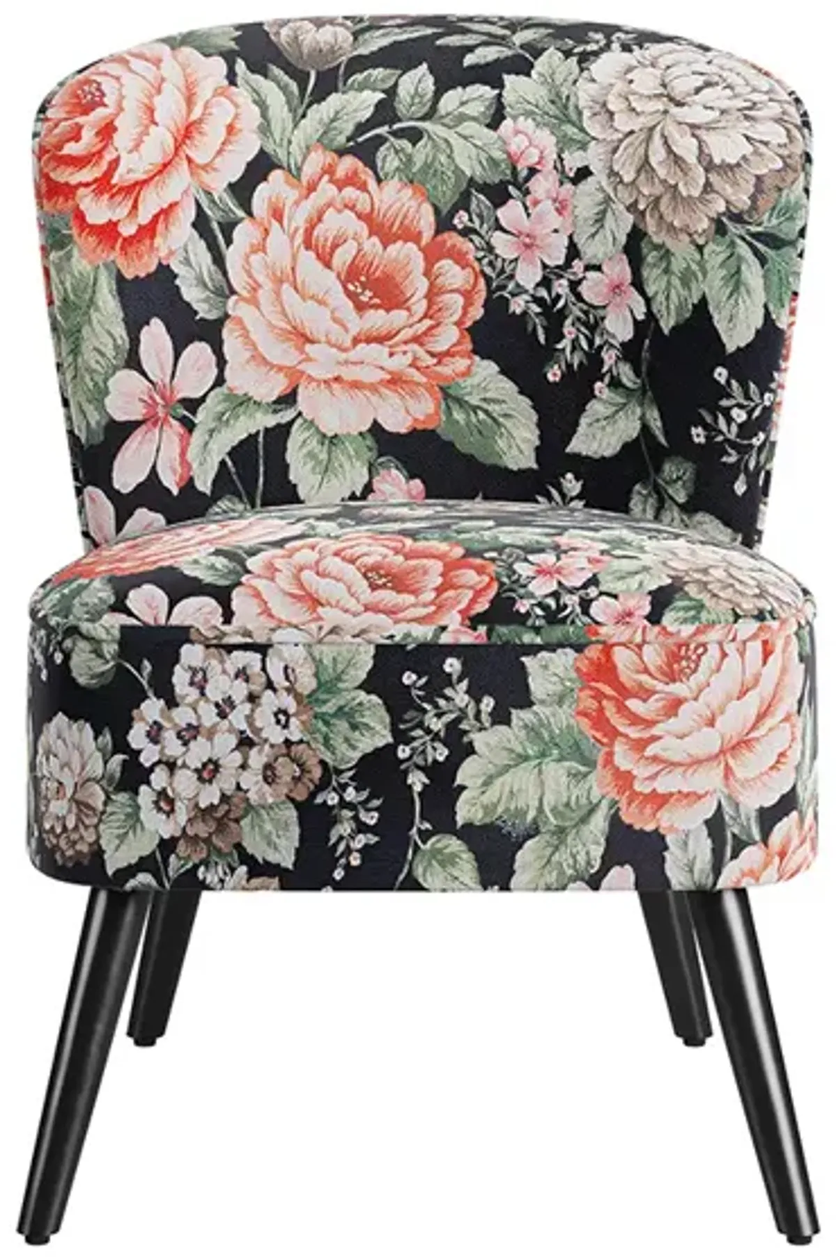 BELLEZE Floral Accent Chair, Modern Armless Printed Chair, Comfy Side Chair Upholstered Slipper Chair for Living Room, Bedroom, Reading Room - Capri (Red Floral)