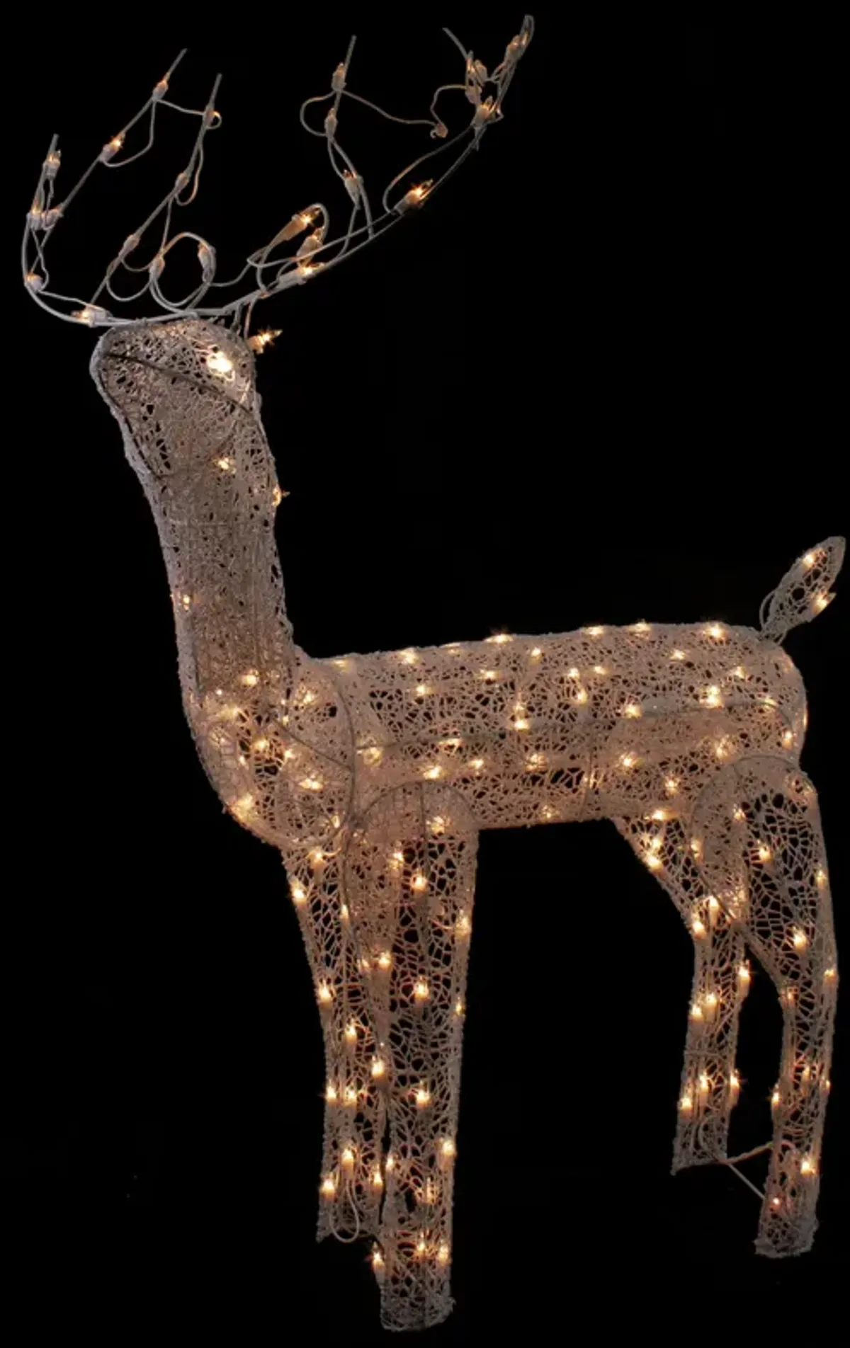 48-Inch Lighted White Mesh Buck Outdoor Christmas Decoration - Clear Lights