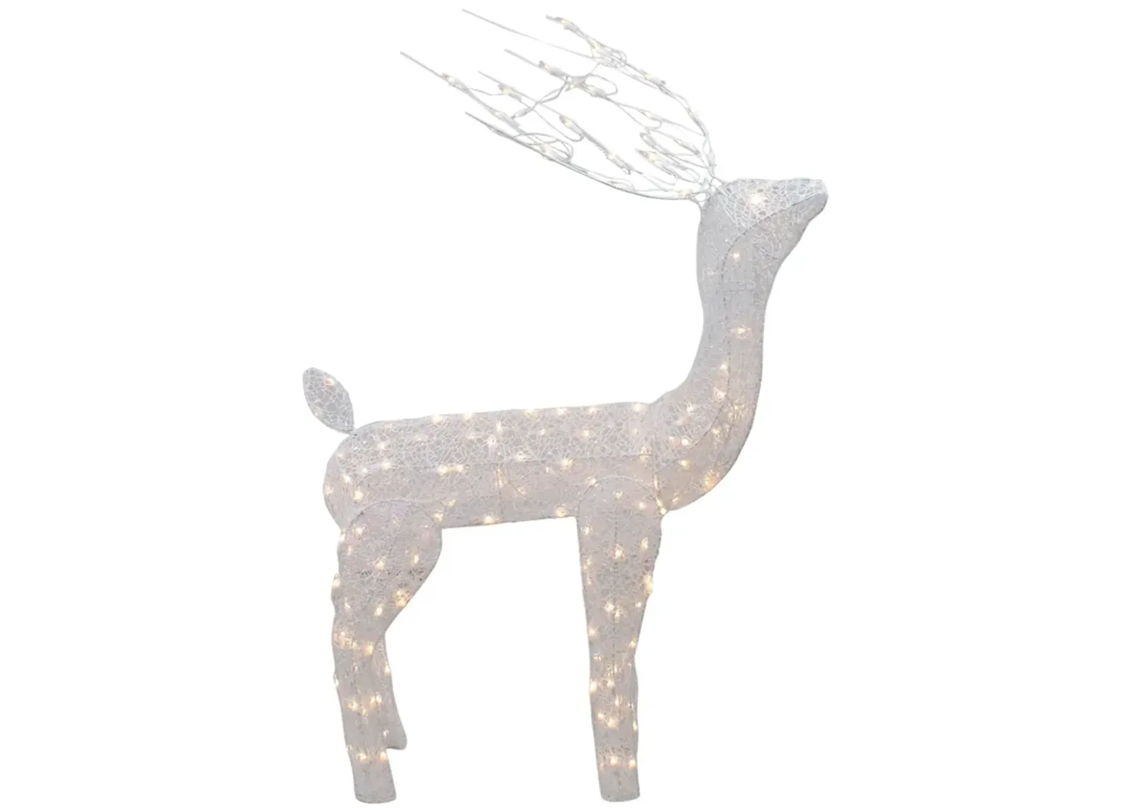 48-Inch Lighted White Mesh Buck Outdoor Christmas Decoration - Clear Lights