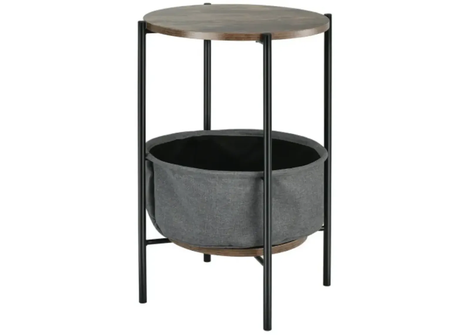 Industrial Round End Side Table Sofa w/ Storage