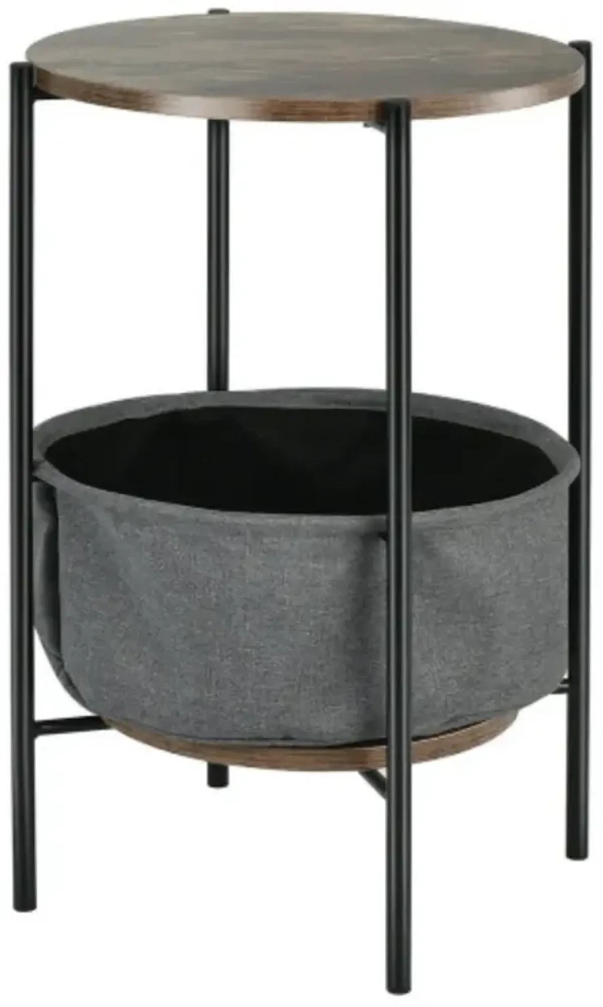 Industrial Round End Side Table Sofa w/ Storage