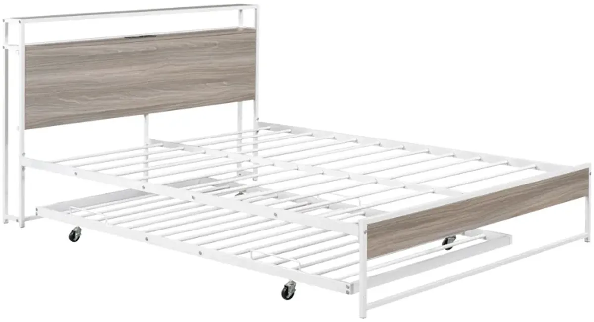 Merax Metal Platform Bed Frame with Trundle