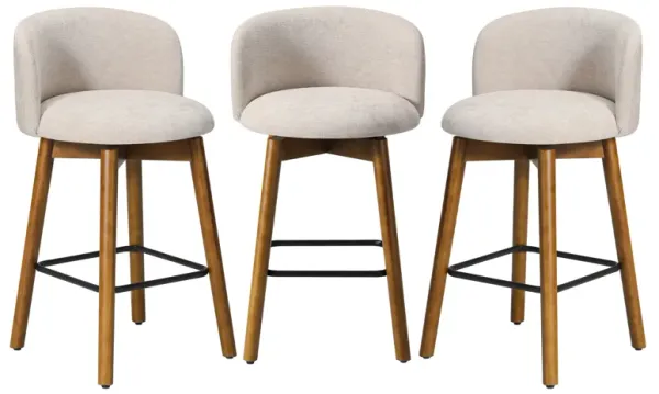 WestinTrends Modern Chenille Upholstered 26" Counter Height Swivel Bar Stools (Set of 3)