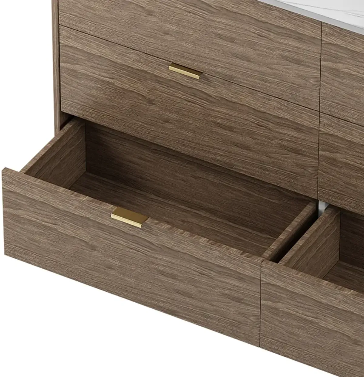 Modern 6-Drawer Dresser with Marble Top