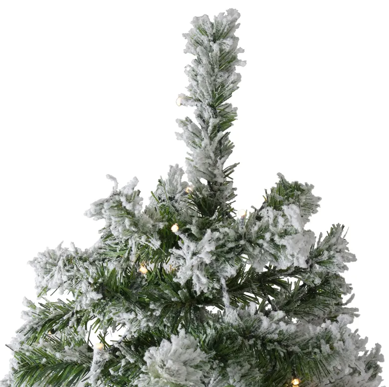 7.5' Pre-Lit Medium Flocked Winter Park Fir Artificial Christmas Tree - Warm Clear LED Lights