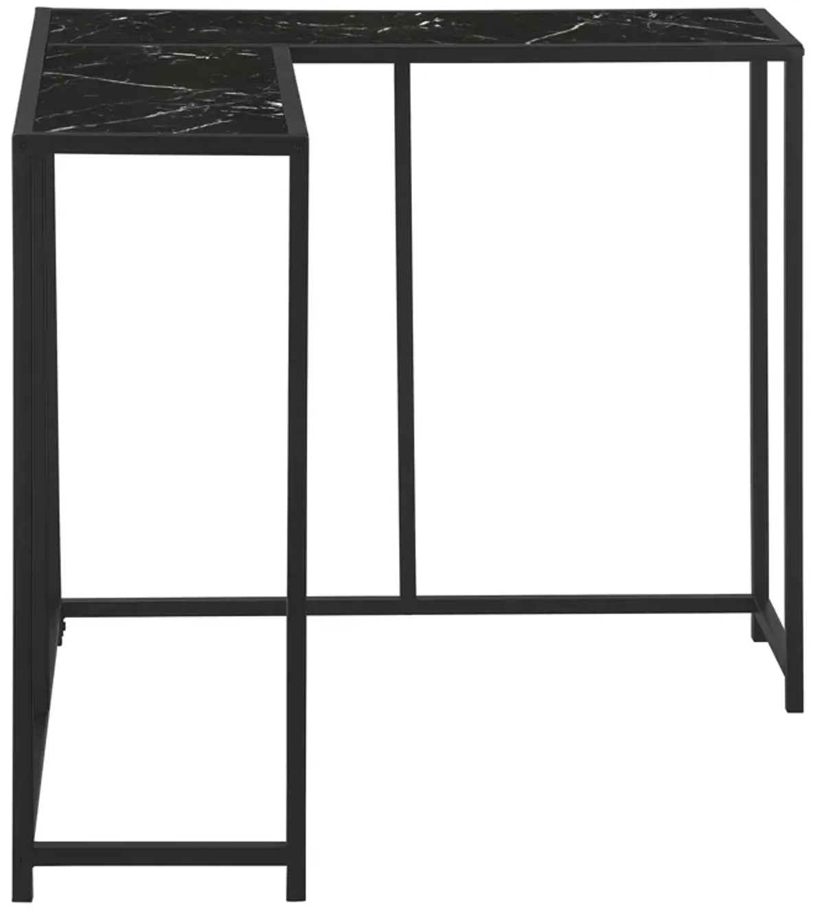 Monarch Specialties I 2158 Accent Table, Console, Entryway, Narrow, Corner, Living Room, Bedroom, Metal, Laminate, Black Marble Look, Contemporary, Modern