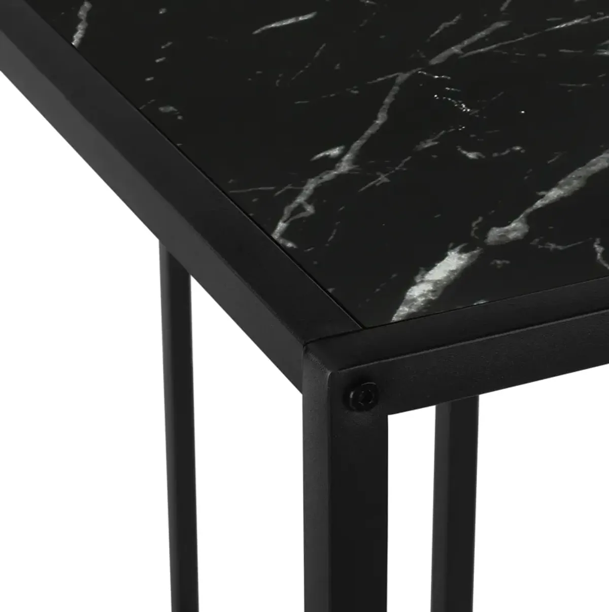 Monarch Specialties I 2158 Accent Table, Console, Entryway, Narrow, Corner, Living Room, Bedroom, Metal, Laminate, Black Marble Look, Contemporary, Modern