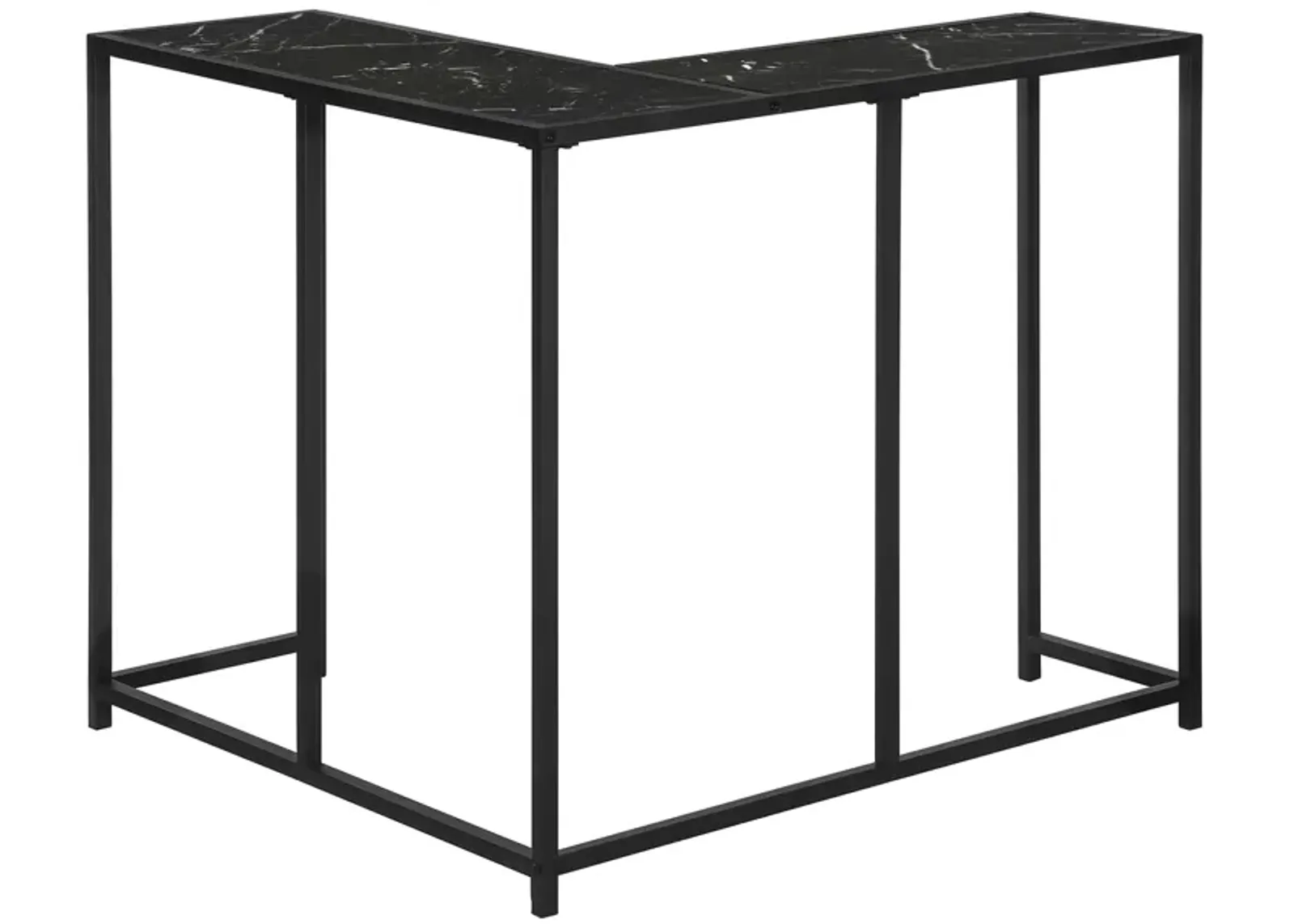 Monarch Specialties I 2158 Accent Table, Console, Entryway, Narrow, Corner, Living Room, Bedroom, Metal, Laminate, Black Marble Look, Contemporary, Modern