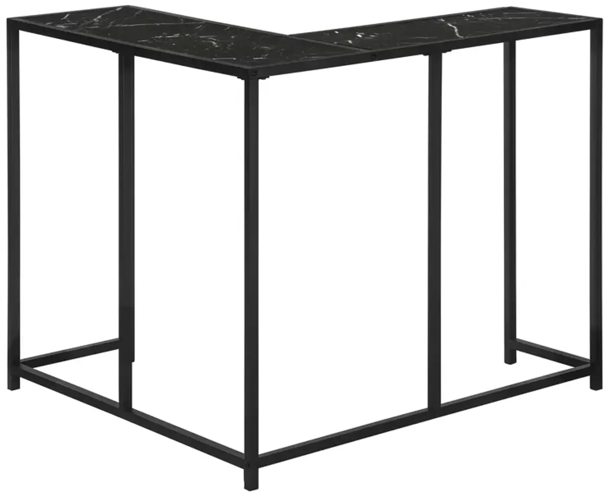 Monarch Specialties I 2158 Accent Table, Console, Entryway, Narrow, Corner, Living Room, Bedroom, Metal, Laminate, Black Marble Look, Contemporary, Modern