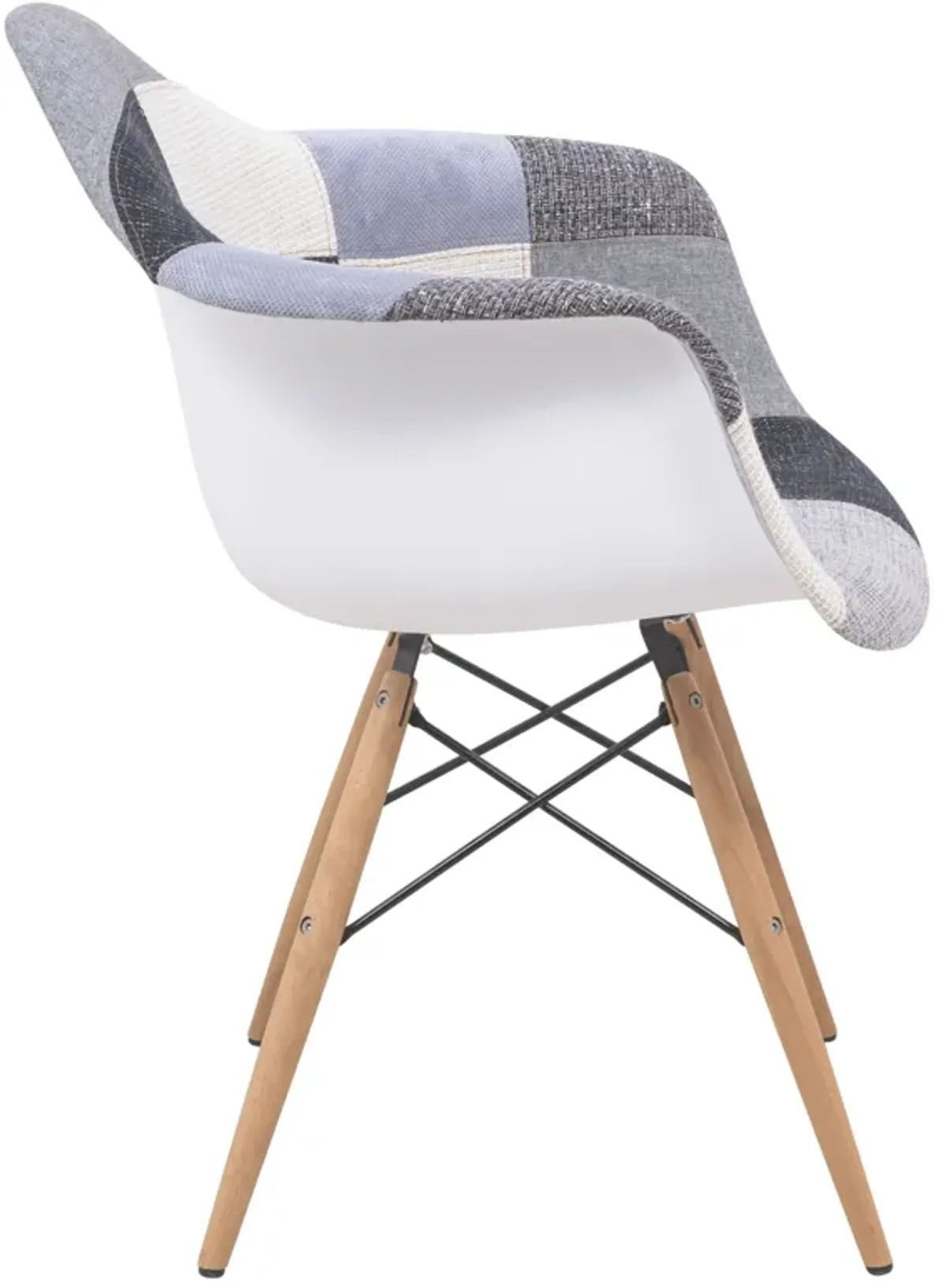 LeisureMod Modern Willow Fabric Accent Armchair With Eiffel Wood Base Set Of 4