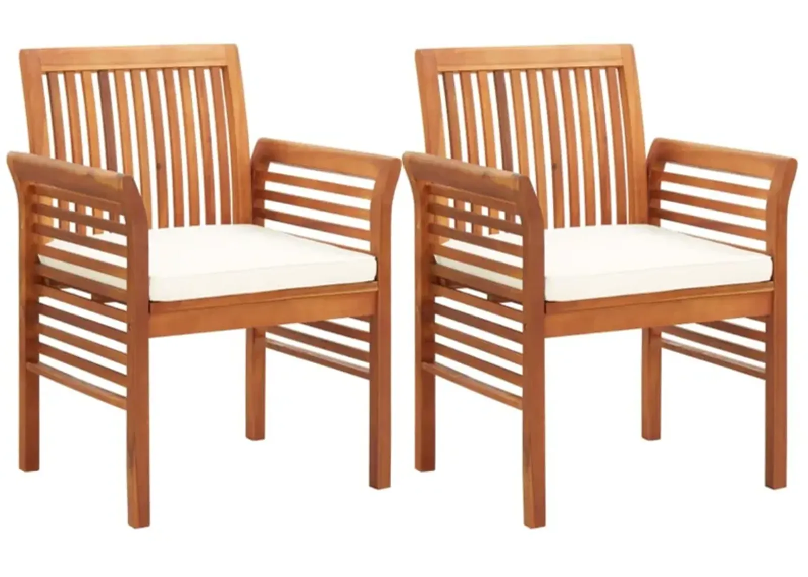 vidaXL Garden Dining Chairs with Cushions 2 pcs Solid Acacia Wood