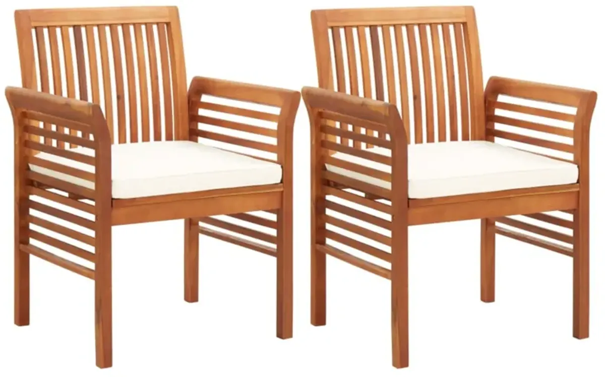 vidaXL Garden Dining Chairs with Cushions 2 pcs Solid Acacia Wood