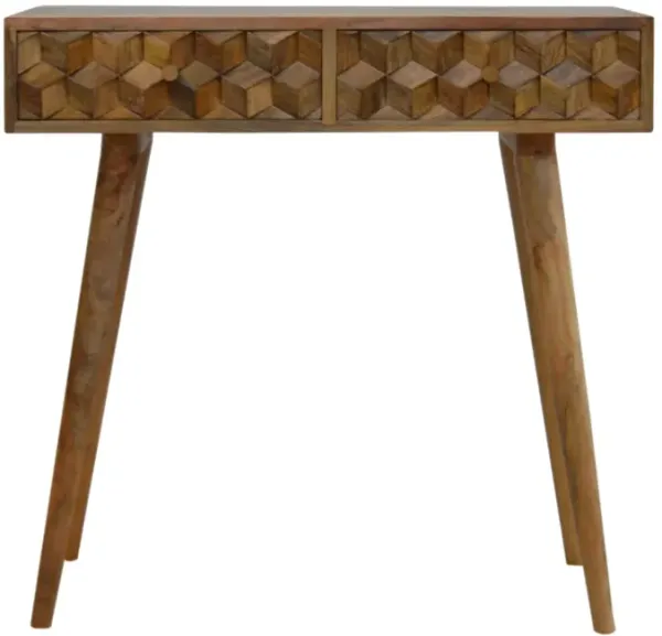 Artisan Furniture Solid Wood Cube Carved Console Table