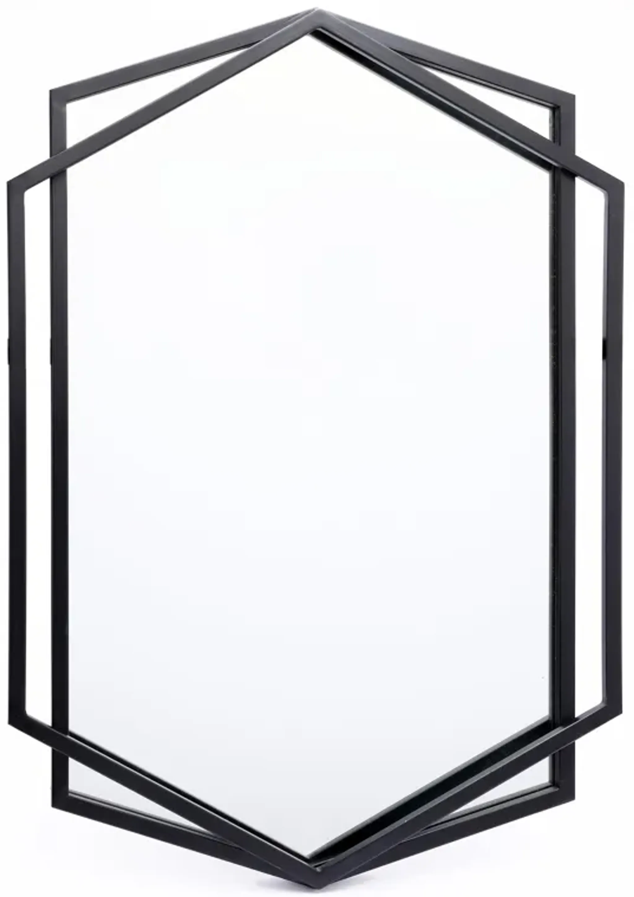 LuxenHome Black Metal Hexagon Frame Wall Accent Mirror | Furniture.com