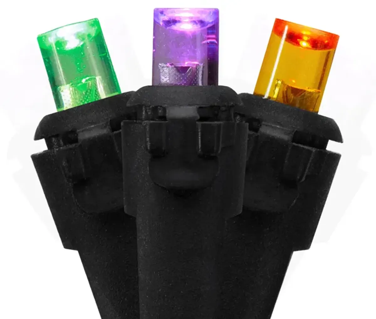 50 Count Purple  Green and Orange LED Christmas Lights  16 ft Black Wire